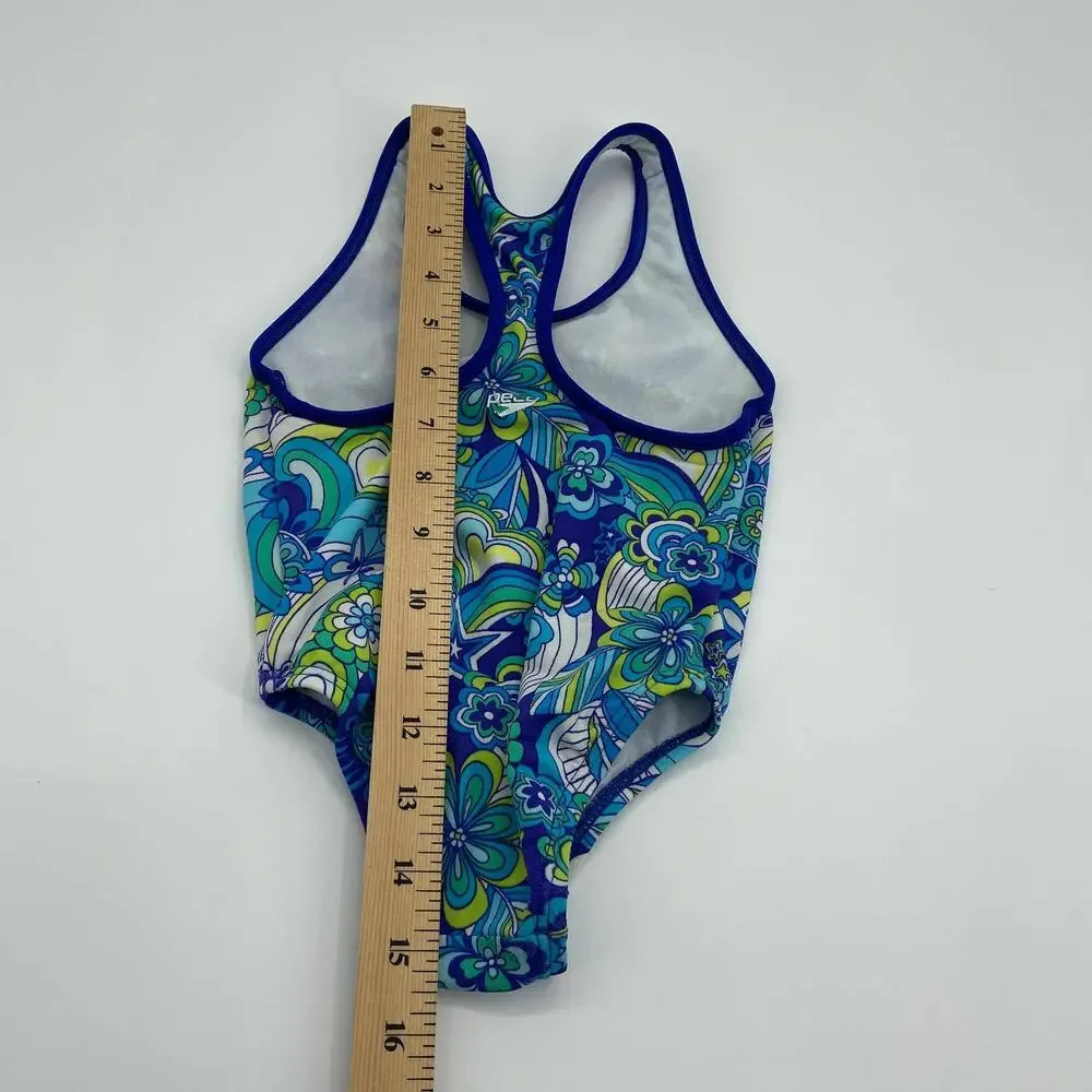 SPEEDO Swimsuit One Piece Floral Print Racerback Bathing Suit Baby 18 Months